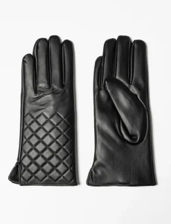 Quilted Faux Leather Gloves