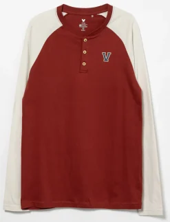Raglan Sleeve Henley Collar T-shirt