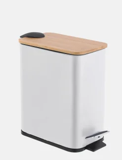 Rectangular Trash Can with Bamboo Lid
