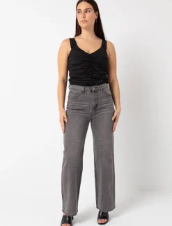 Regular-rise Wide-leg Jeans with Rhinestones