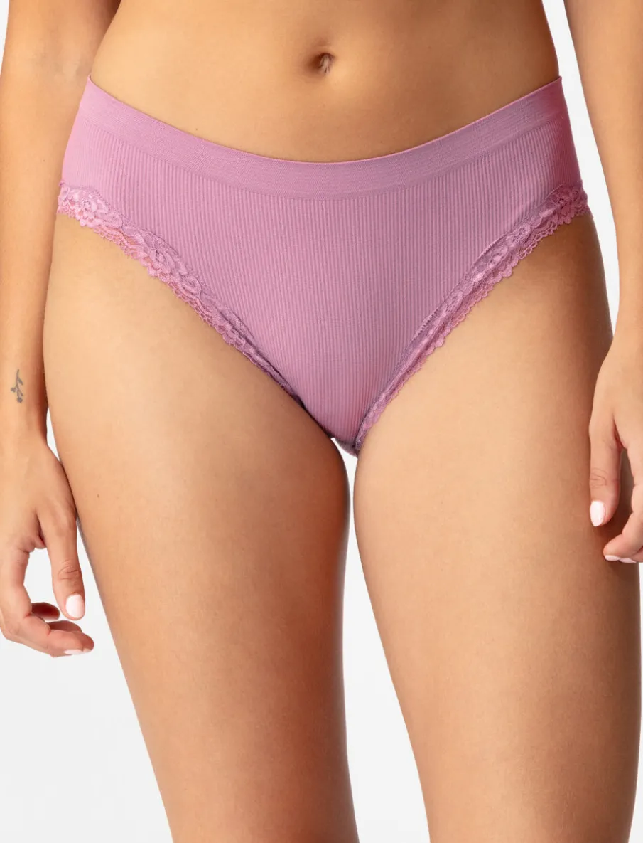 Ribbed Bikini Panty with Lace