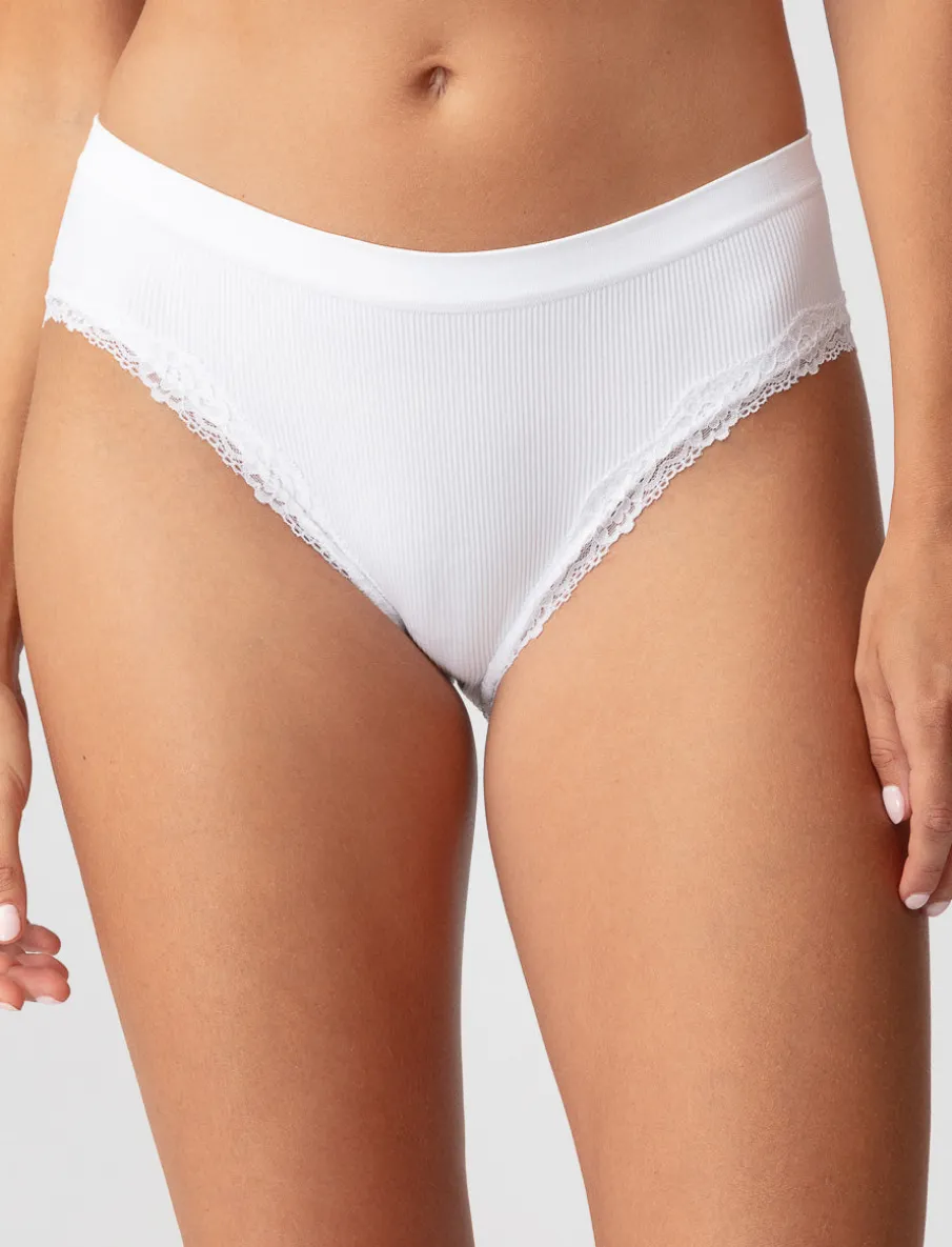 Ribbed Bikini Panty with Lace