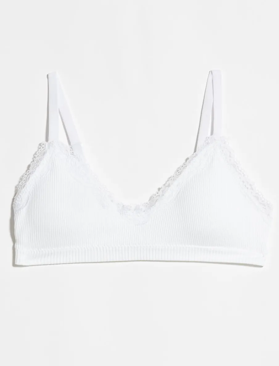 Ribbed Bralette with Lace