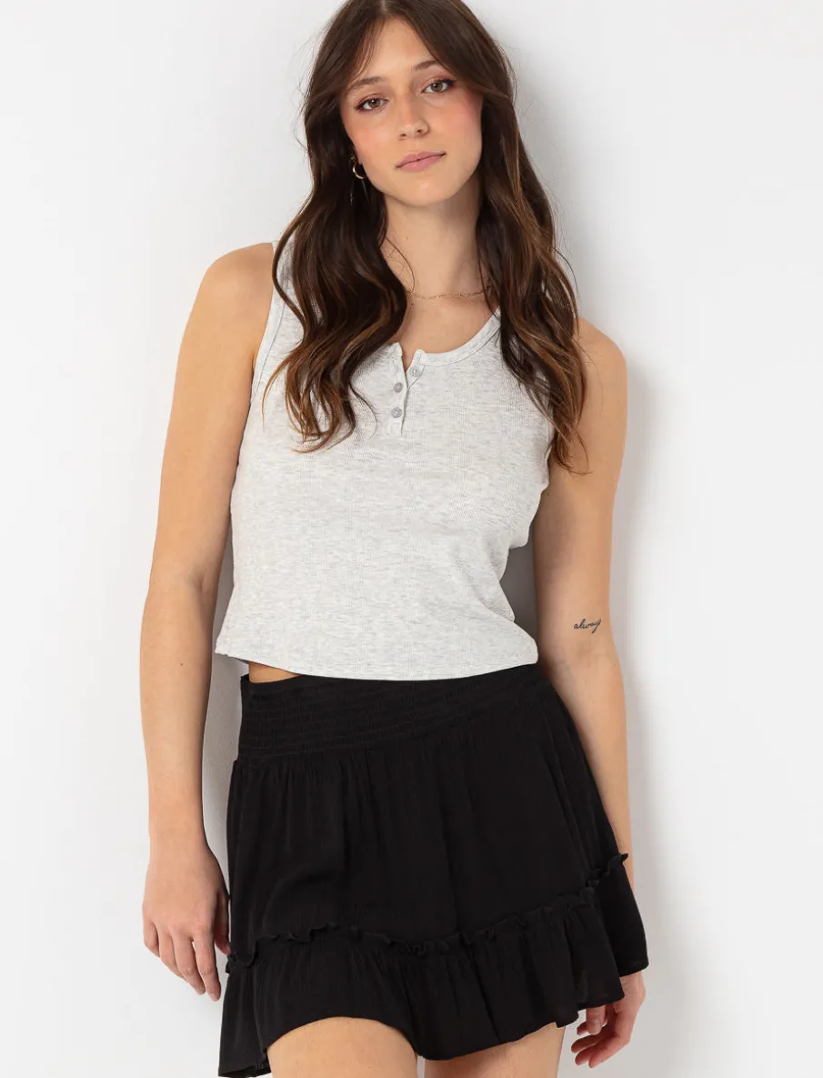 Ribbed Buttoned Tank Top
