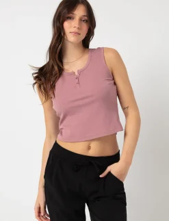Ribbed Buttoned Tank Top
