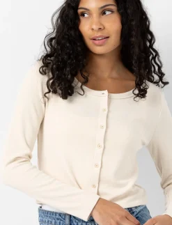 Ribbed Button-front T-shirt