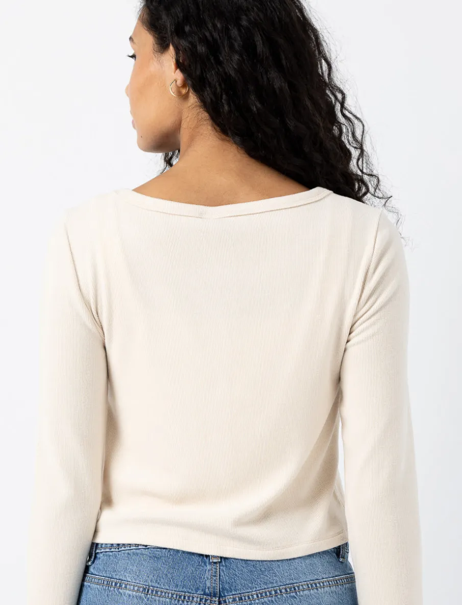 Ribbed Button-front T-shirt