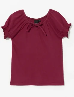 Ribbed Elastic-sleeve Blouse