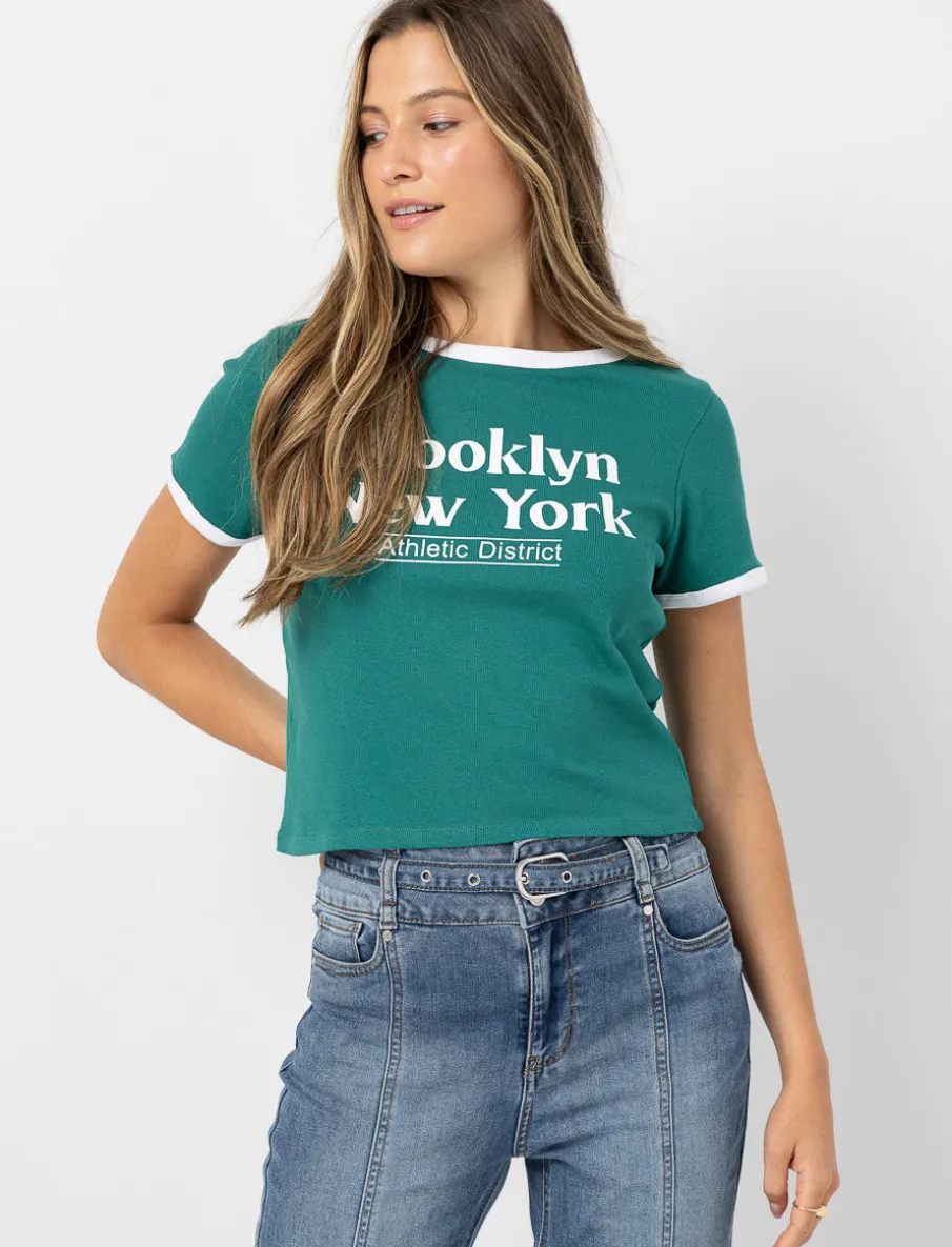 Ribbed Embroidered Crop Top