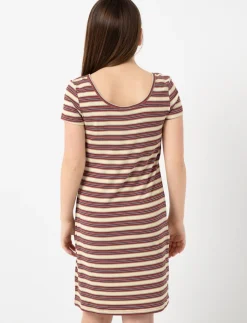 Ribbed Fitted Striped Dress
