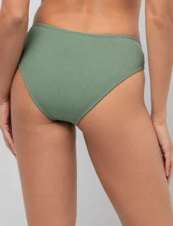 Ribbed Mid-High Waist Bikini Bottom