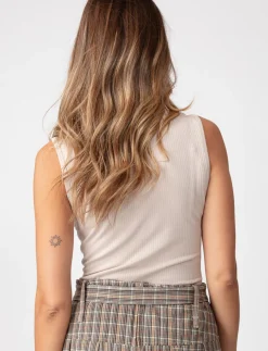 Ribbed Mock-neck Tank Top