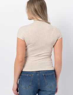 Ribbed Mock-neck T-Shirt