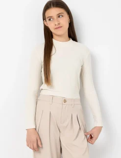 Ribbed Mock-neck T-shirt
