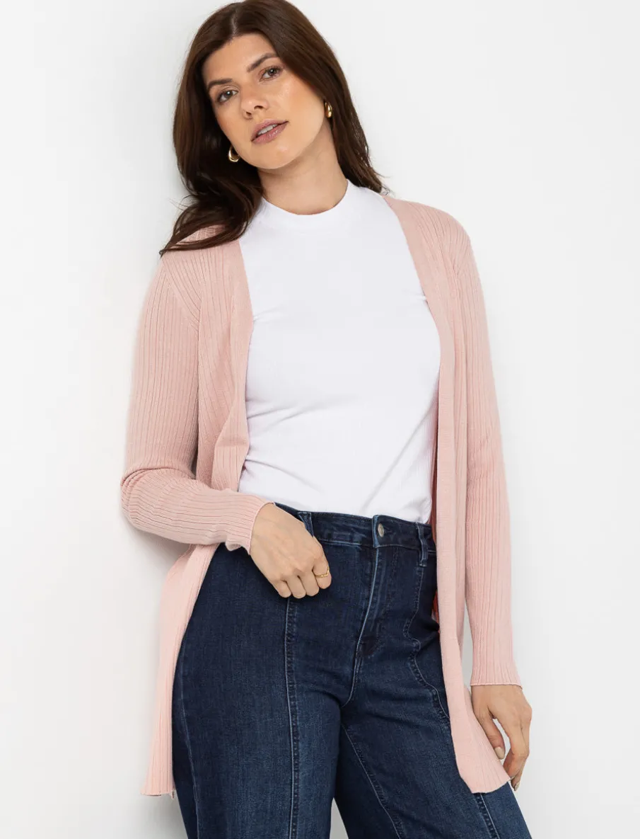 Ribbed Open-front Cardigan