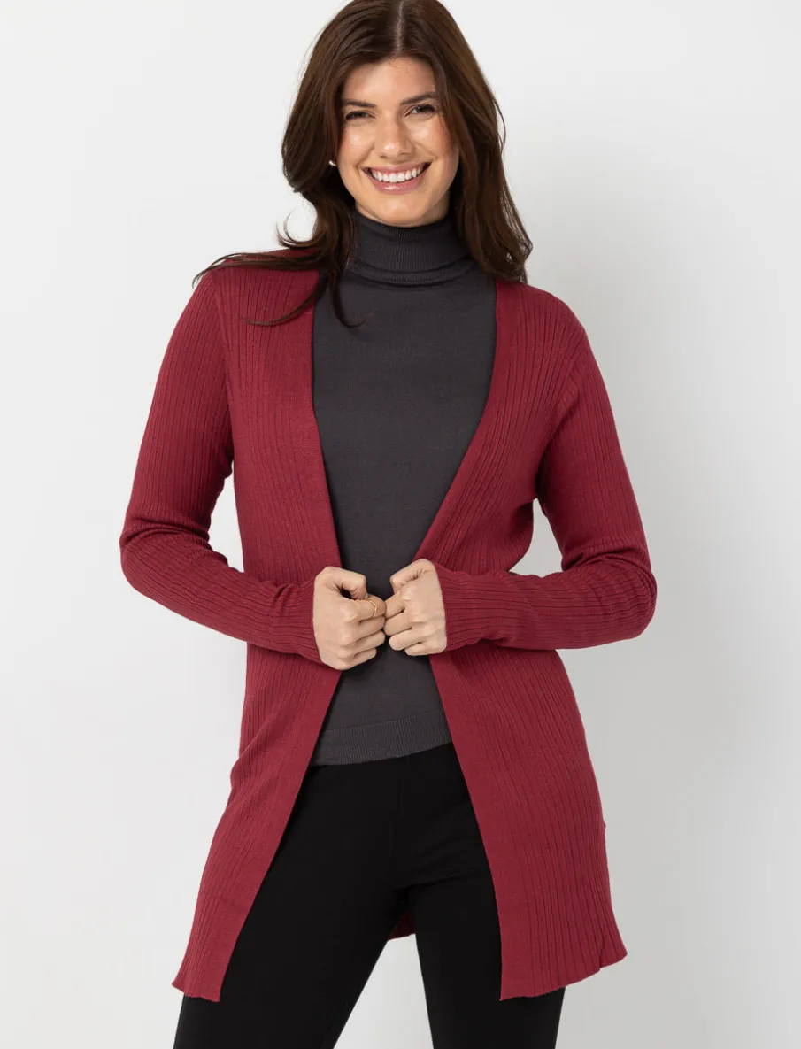 Ribbed Open-front Cardigan
