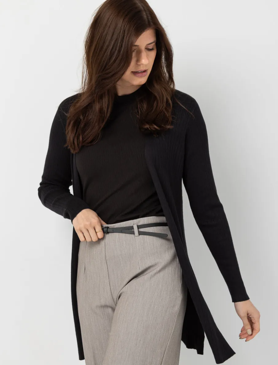 Ribbed Open-front Cardigan