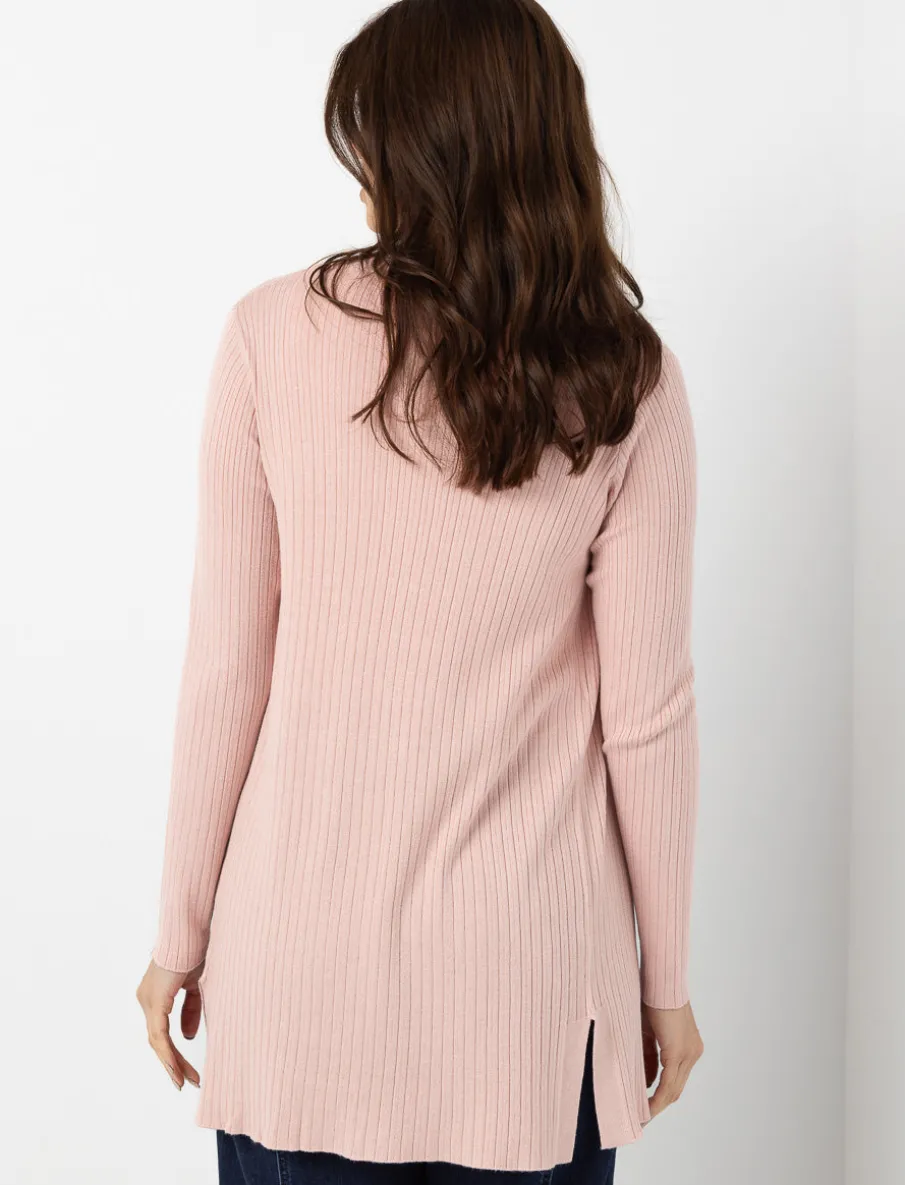 Ribbed Open-front Cardigan
