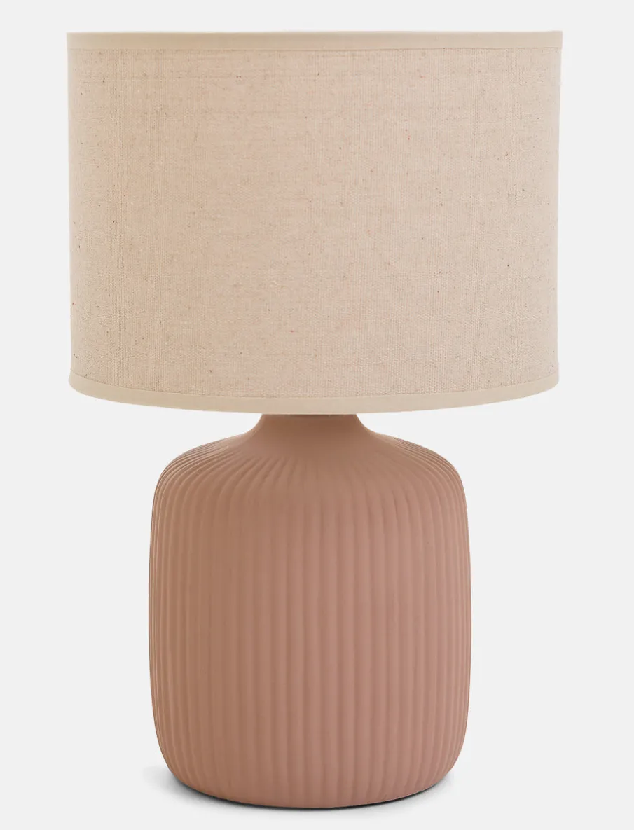 Ribbed Pink Ceramic Table Lamp