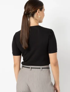 Ribbed Puff-sleeve T-shirt