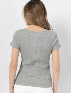 Ribbed Scoop-neck T-shirt