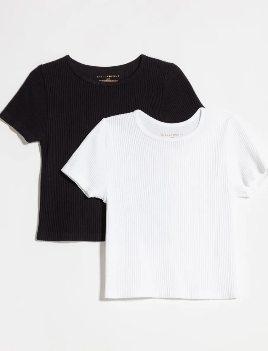 Ribbed Seamless T-shirts - Pack of 2