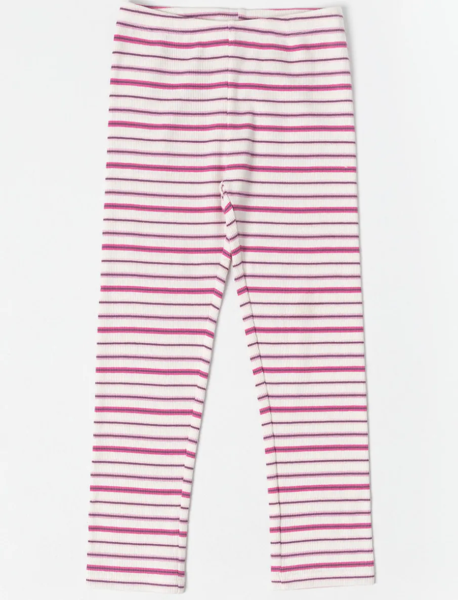 Ribbed Striped Leggings - Little Girl