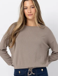Ribbed Sweater with Drawstring