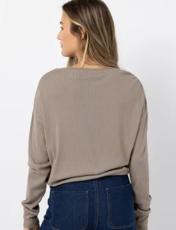 Ribbed Sweater with Drawstring