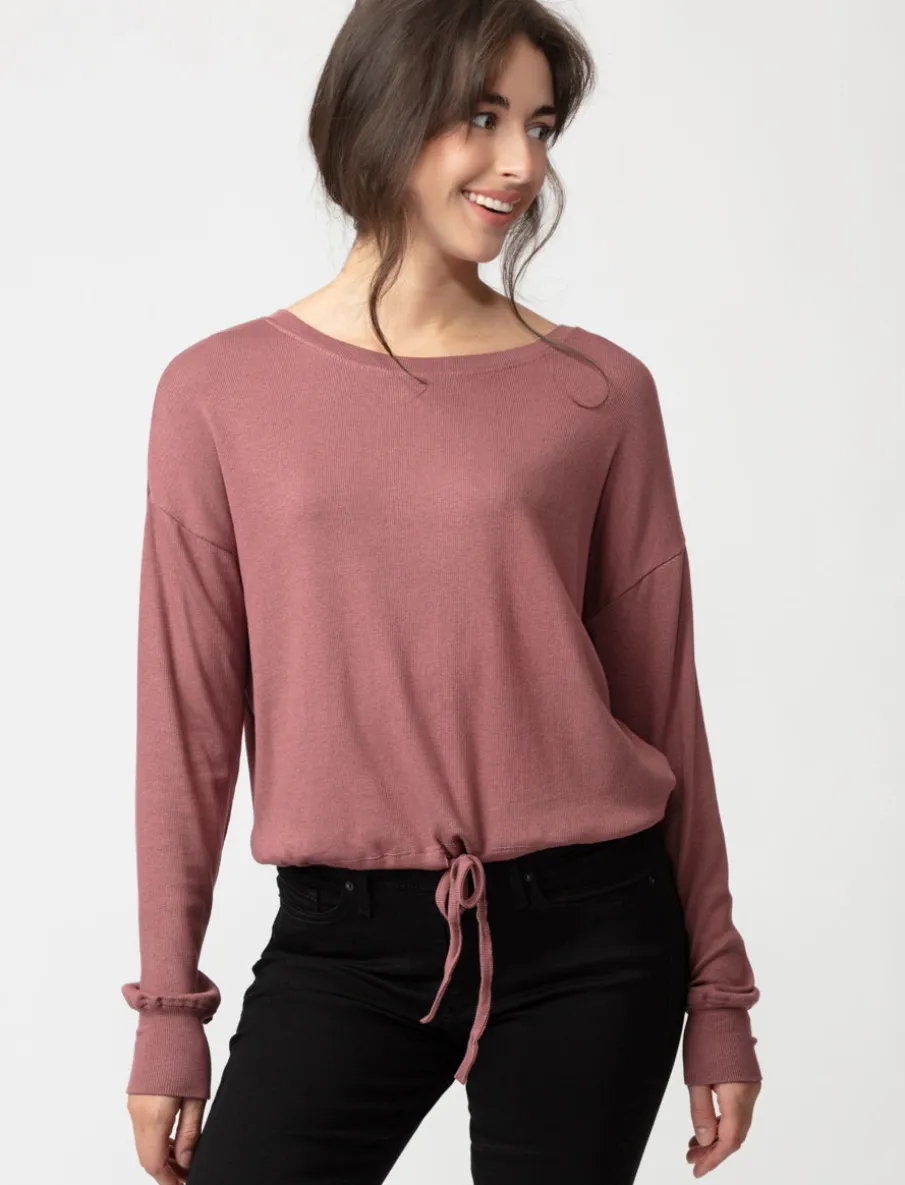 Ribbed T-shirt with Drawstring