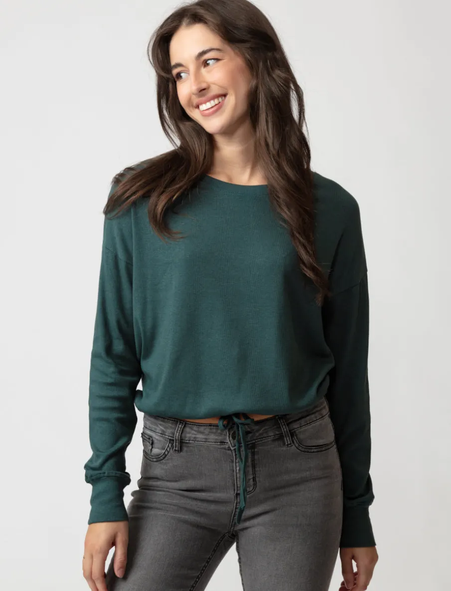 Ribbed T-shirt with Drawstring