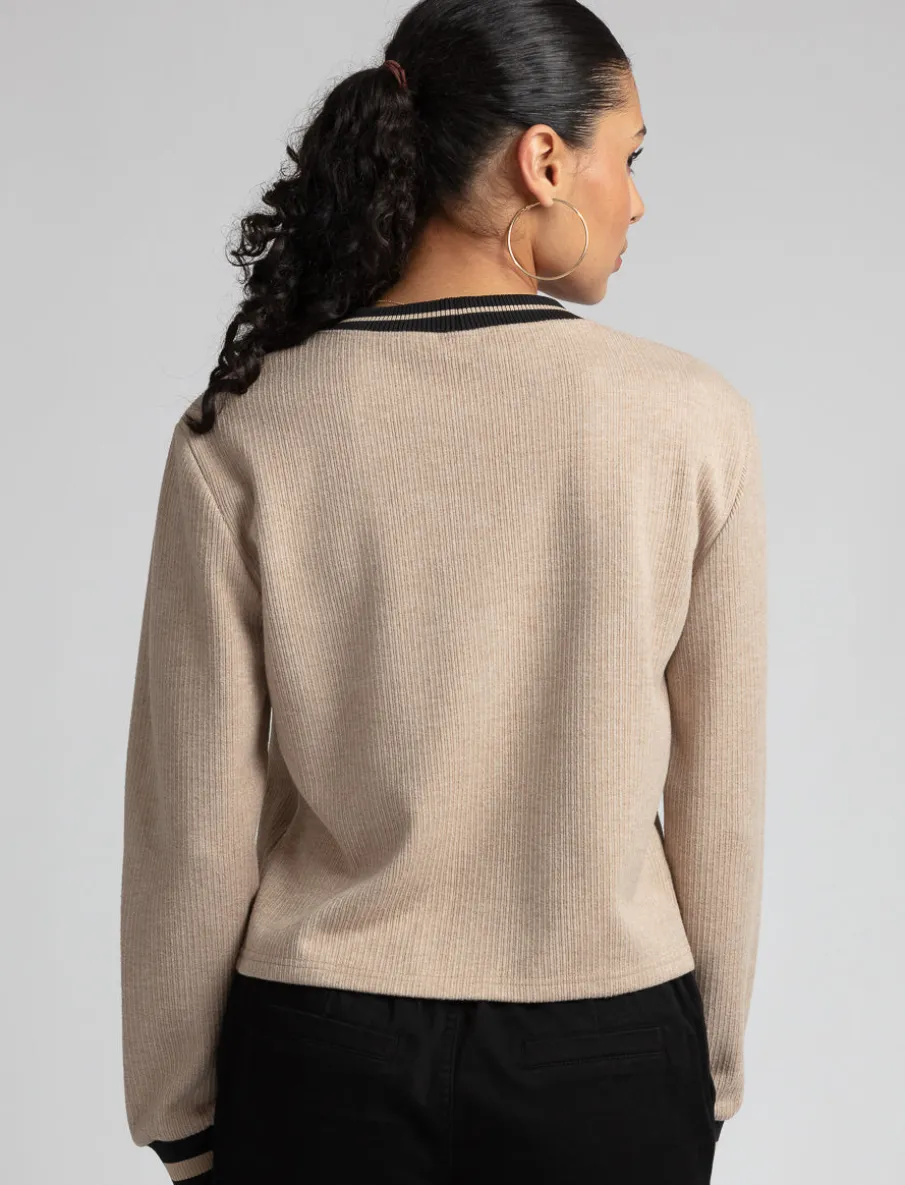 Ribbed Varsity Cardigan
