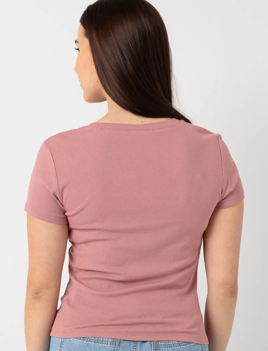 Ribbed V-neck T-shirt