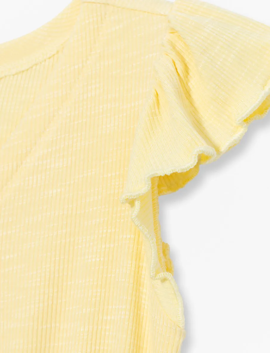 Ribbed Wrap Neck T-Shirt - Little Girls