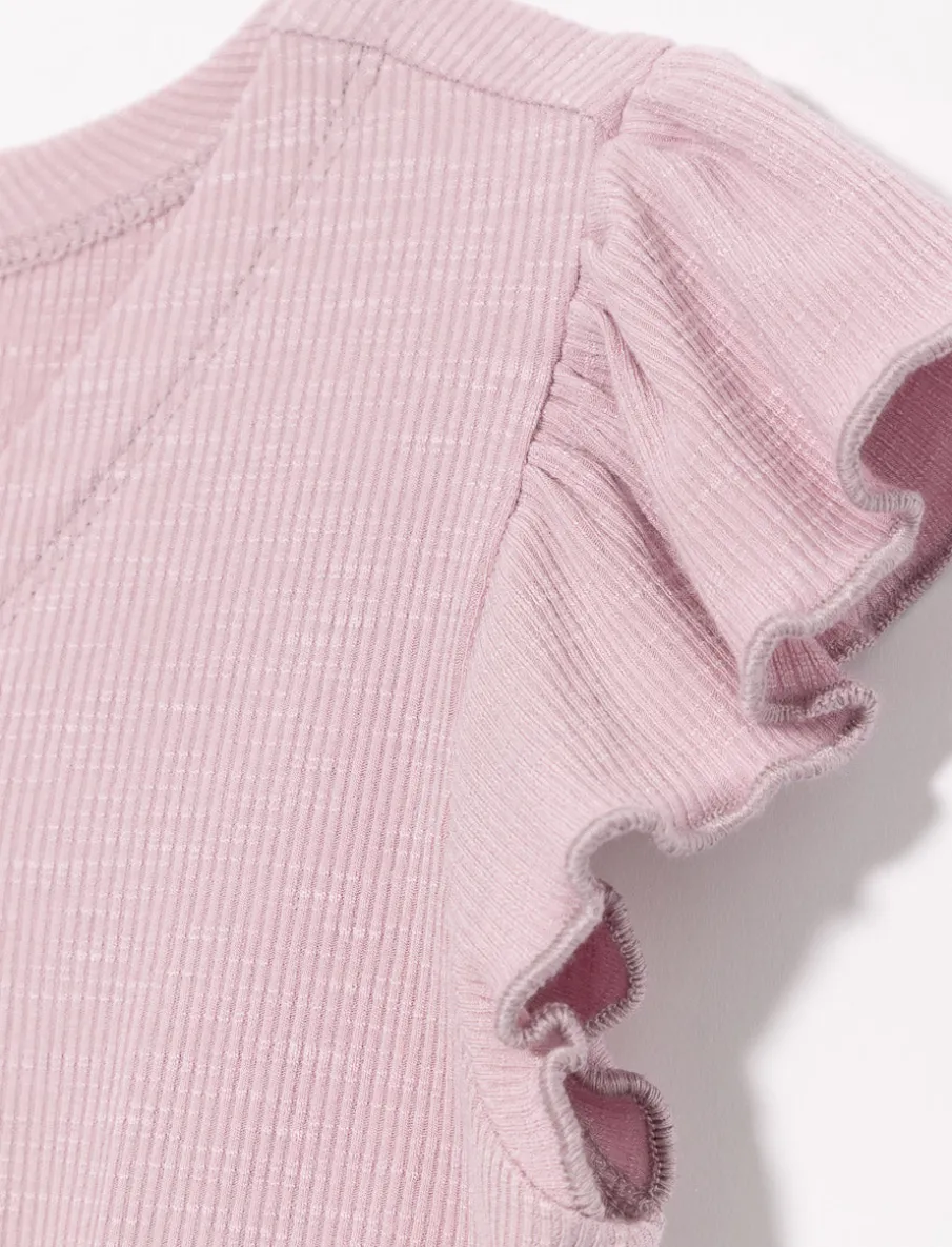 Ribbed Wrap Neck T-Shirt - Little Girls