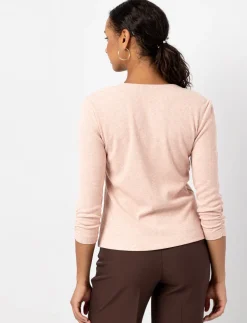 Ribbed Zip-Up 3/4-sleeve Sweater
