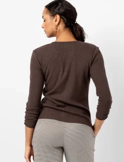 Ribbed Zip-Up 3/4-sleeve Sweater