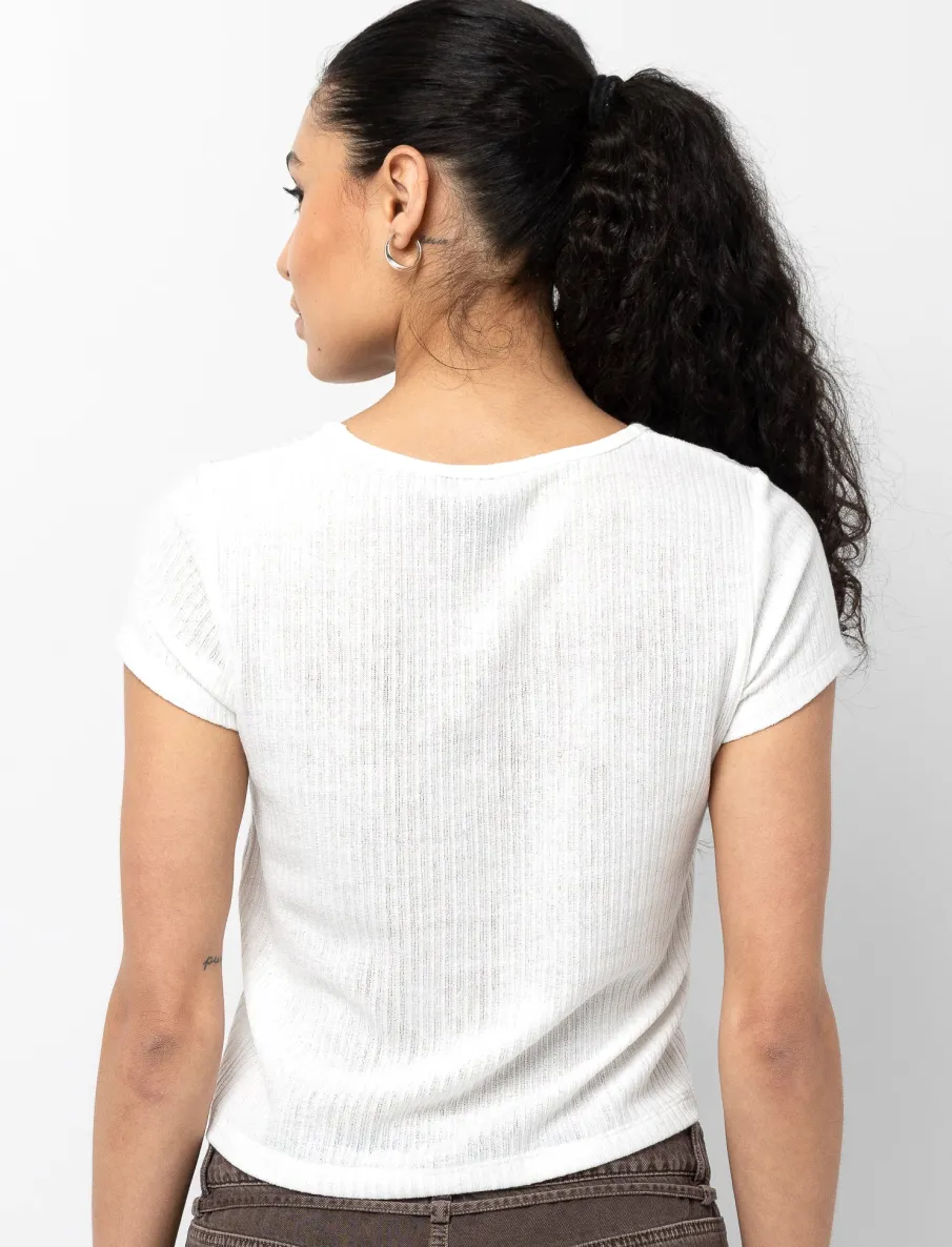 Rib-knit Cropped T-shirt