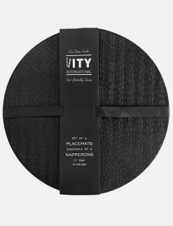 Round Faux Leather Placemats - Pack of 4