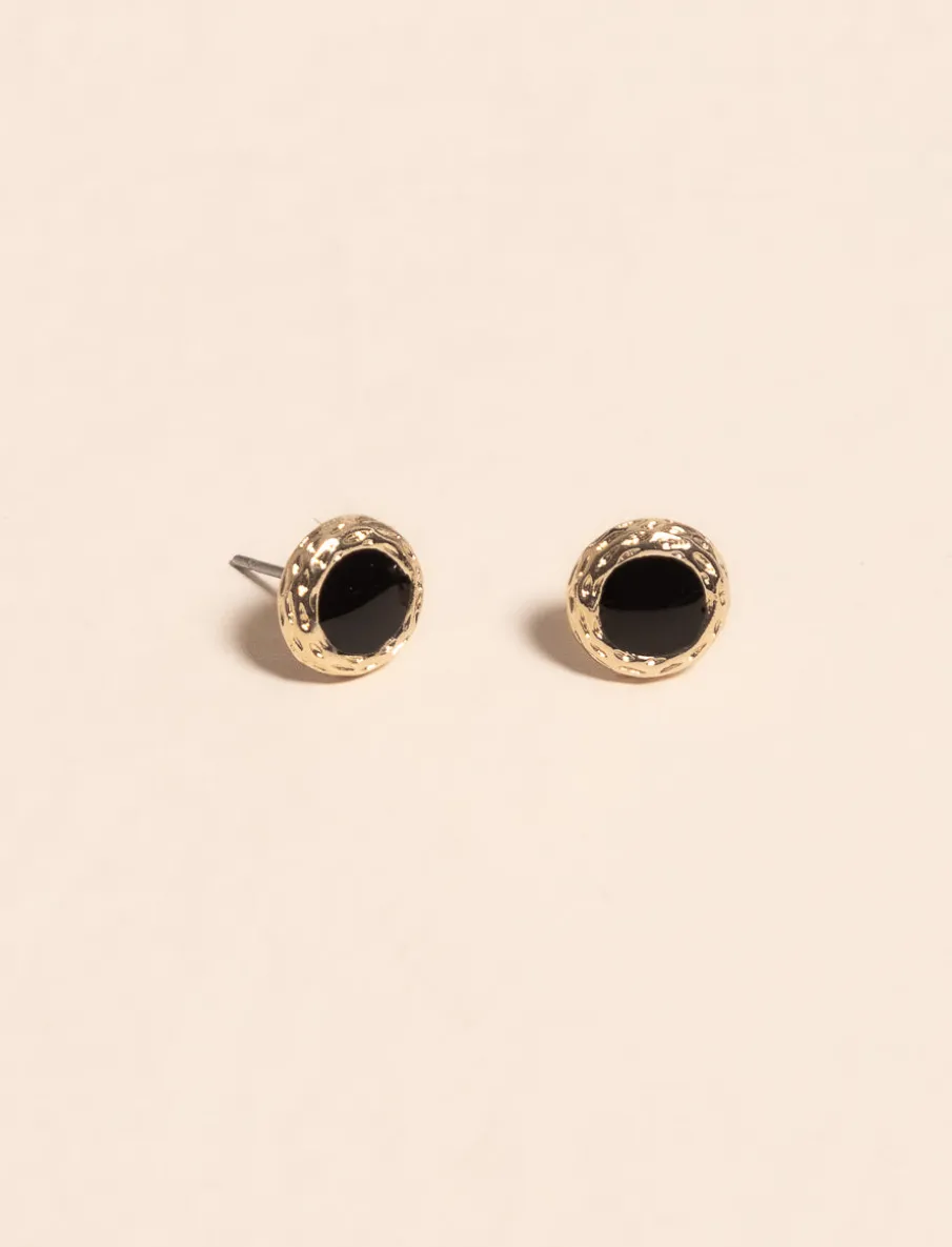 Round Stud Earrings with Epoxy