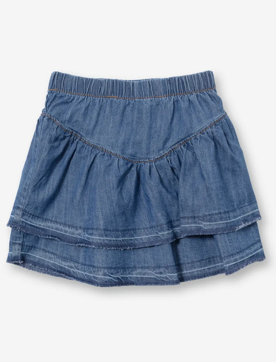 Ruffled Denim Skirt