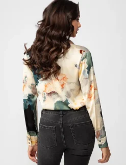 Satin Long-sleeve Blouse
