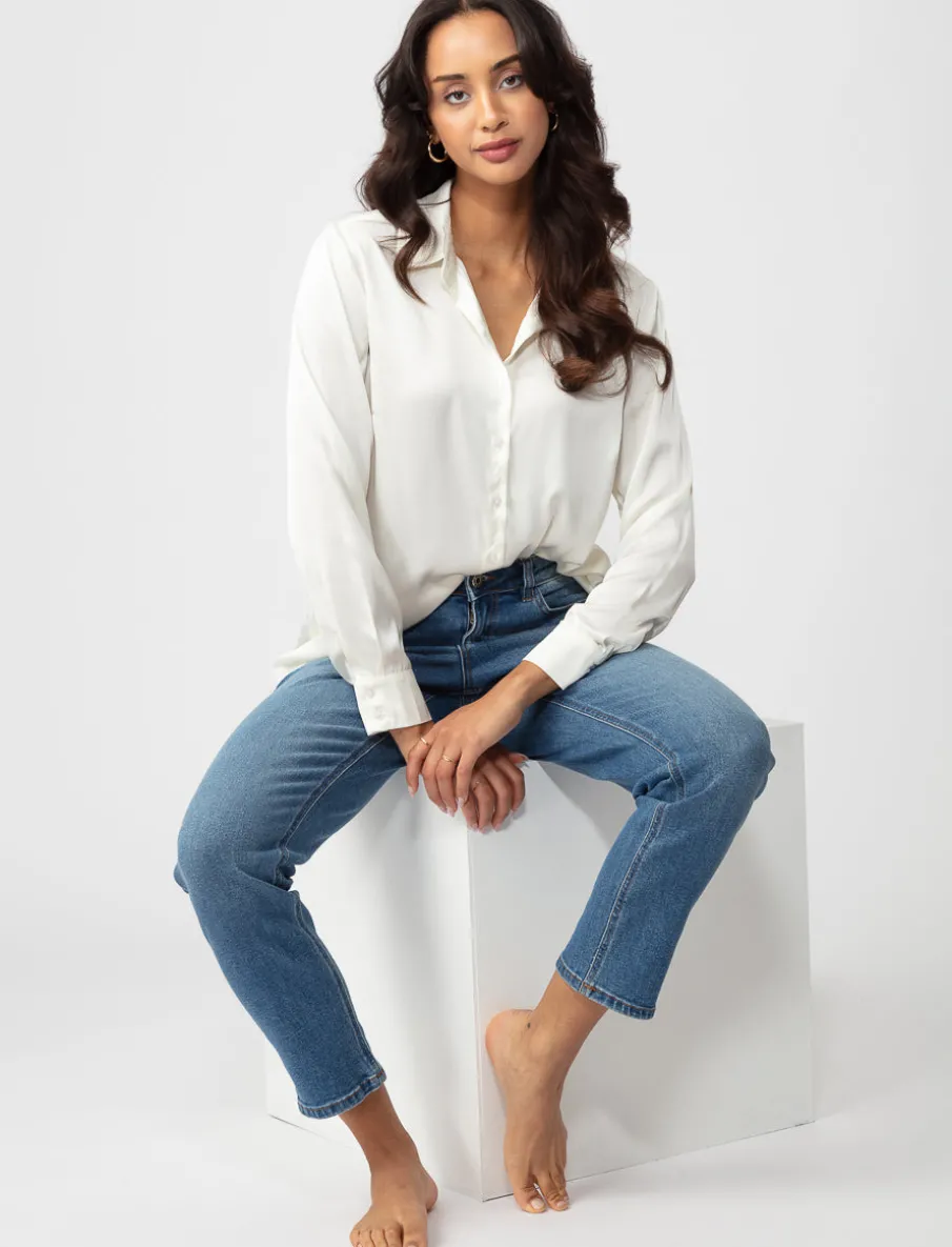 Satin Long-sleeve Blouse