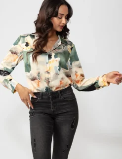 Satin Long-sleeve Blouse