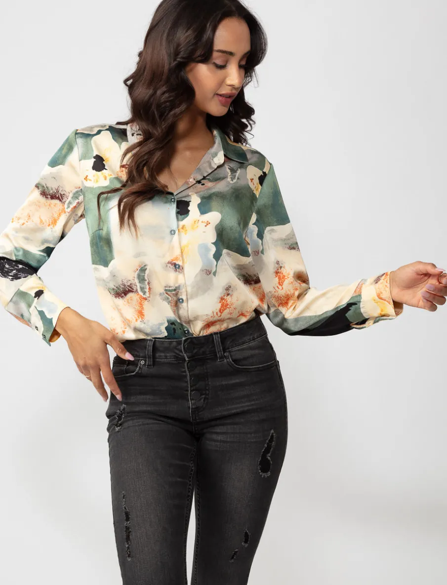 Satin Long-sleeve Blouse