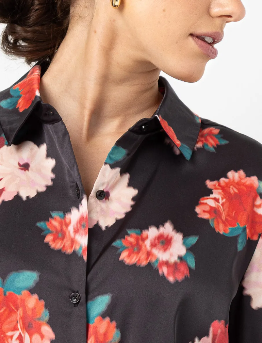 Satin Shirt Dress with Belt