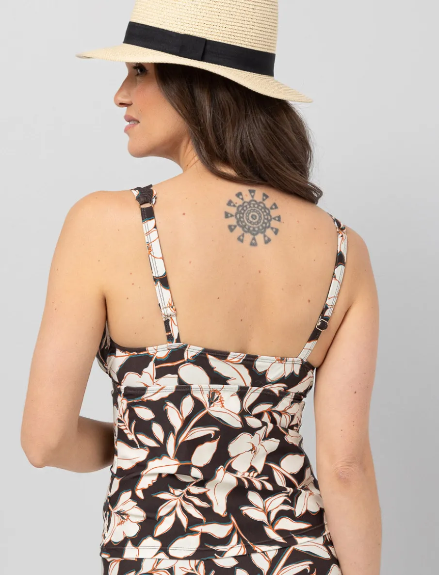 Scalloped V-neck Tankini Top