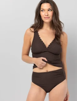 Scalloped V-neck Tankini Top