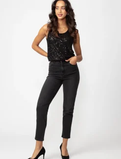 Scoop-neck Sequin Tank Top