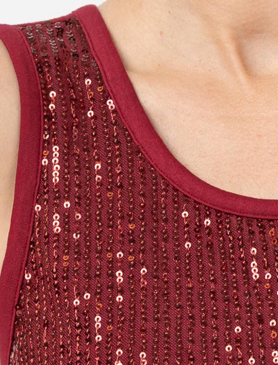 Scoop-neck Sequin Tank Top